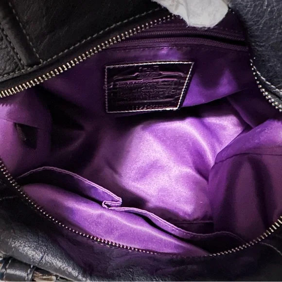 Vintage style Y2K Coach Black Leather Shoulder Bag with Silver Hardware handbag - Picture 11 of 17